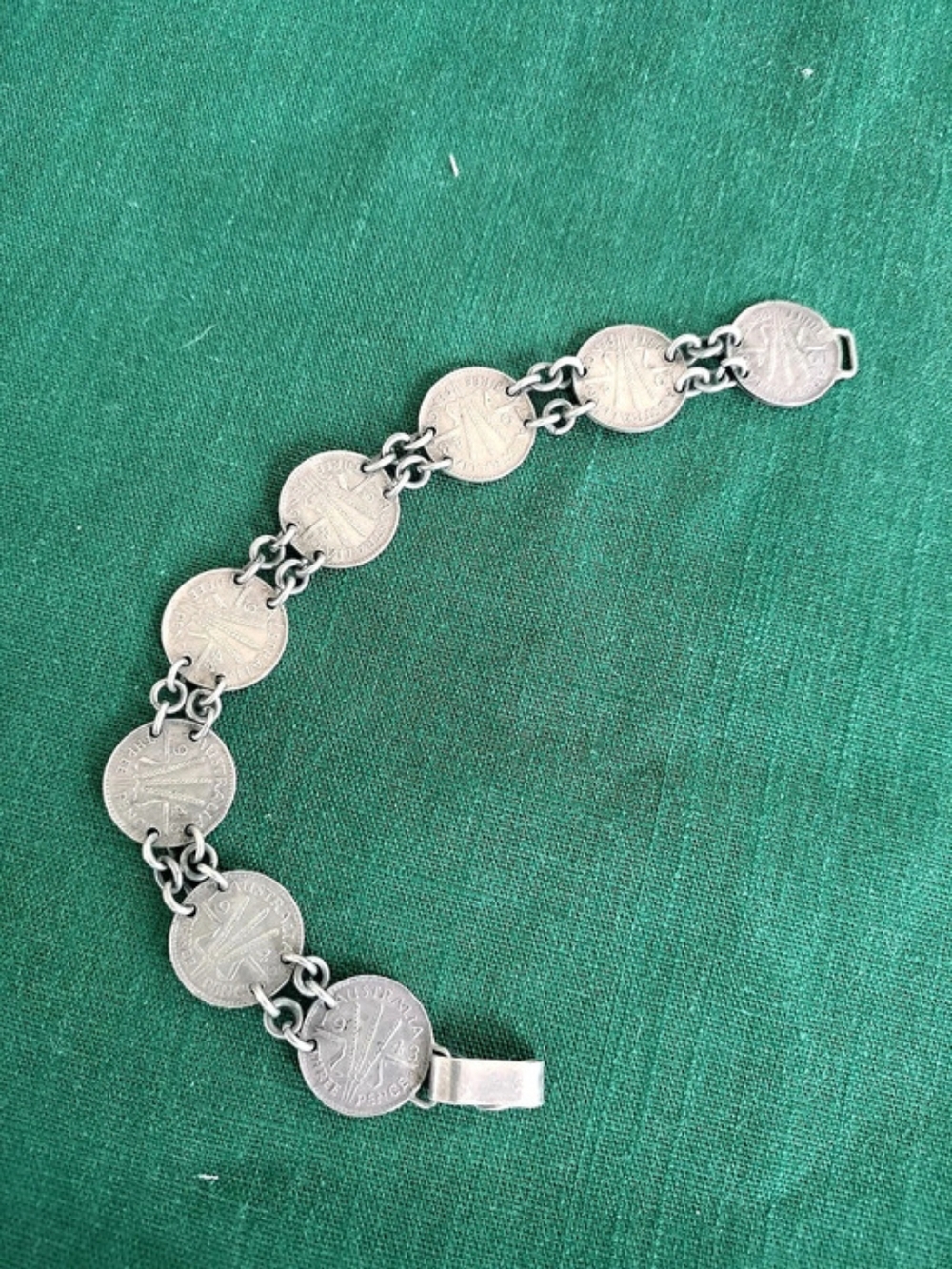 Silver Coin Link Bracelet Australian 3 Pence